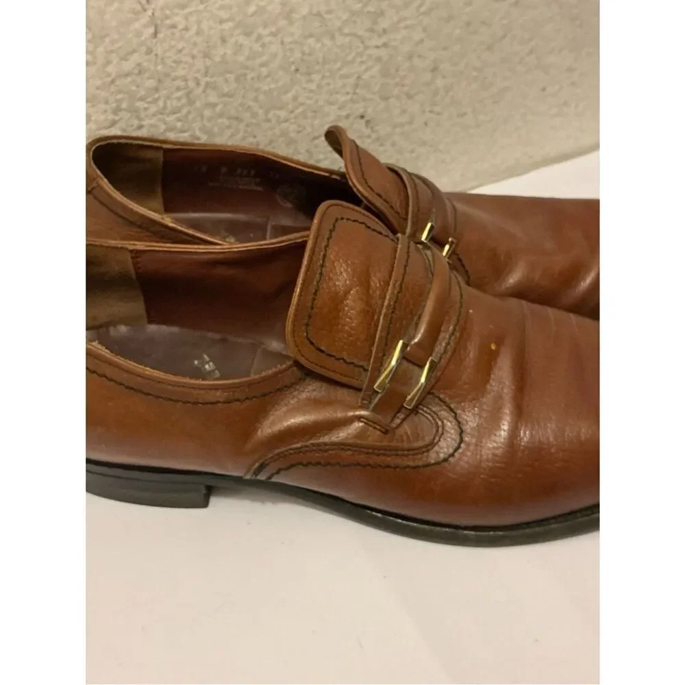 Vintage Mason shoe velvet horse bit Men's Brown Leather Slip-On Dress Shoes 12 B